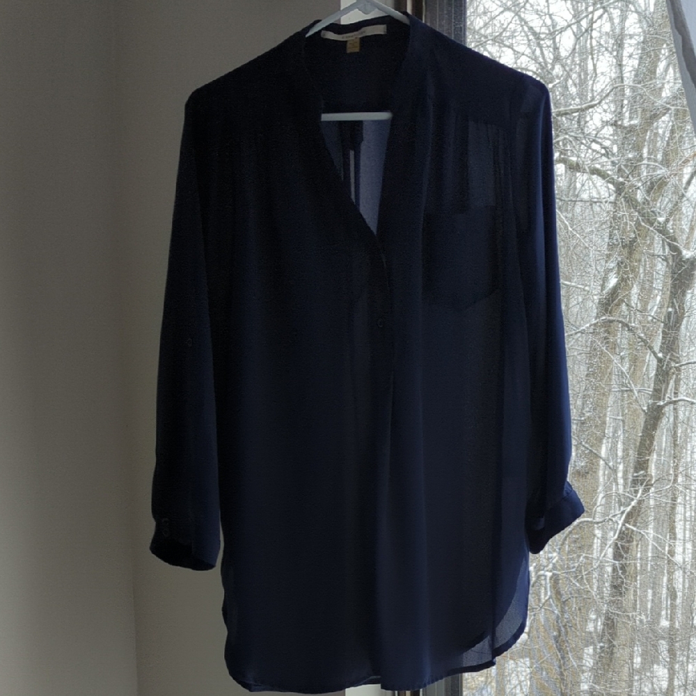 41 Hawthorn | Navy Sheer Blouse
